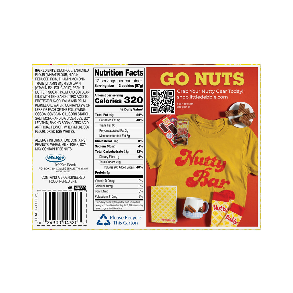 Nutty Buddy Wafer Bars 24.1 Oz 24 Count Little Debbie