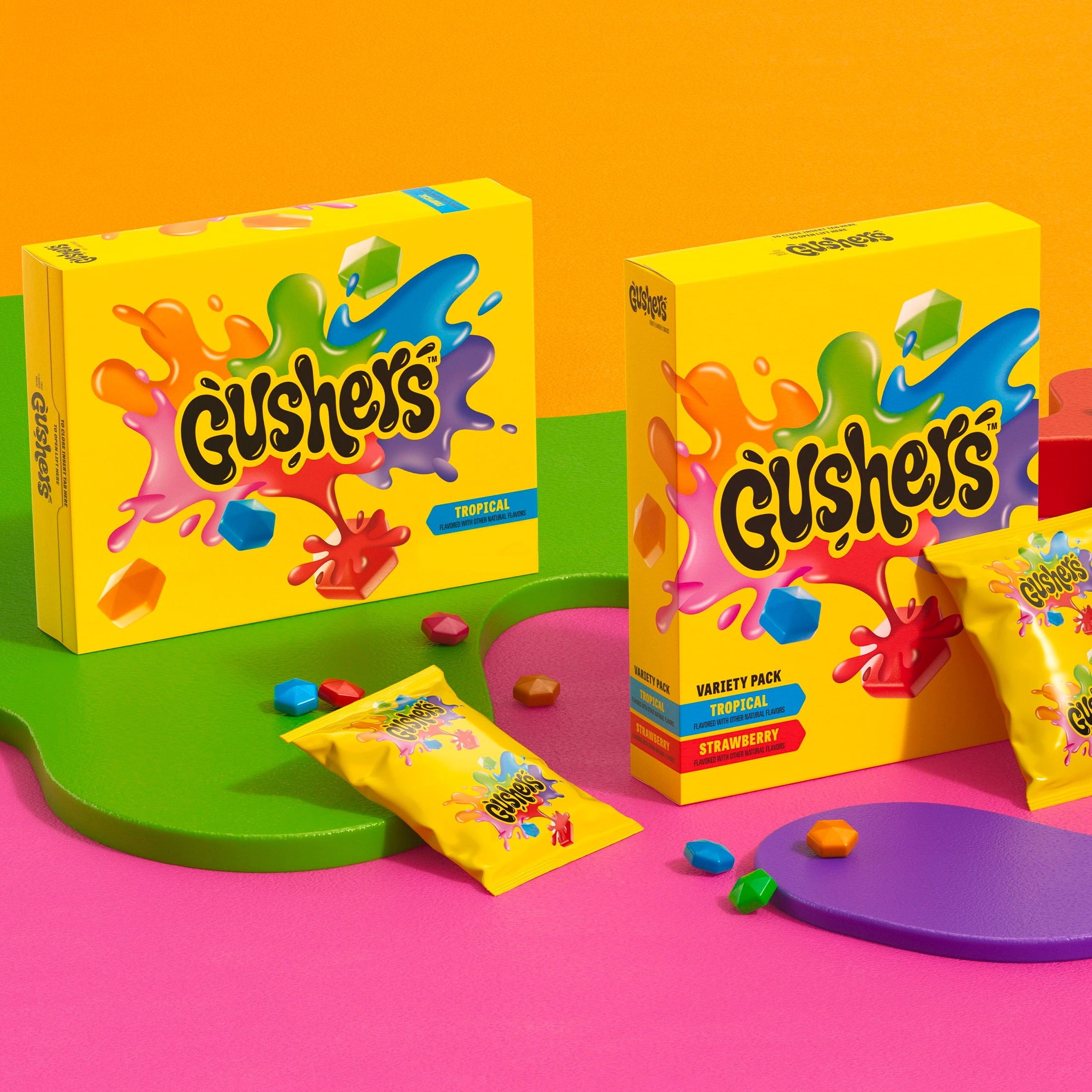 Tropical and Strawberry Fruit Flavored Snacks 16 Oz 20 Count Gushers