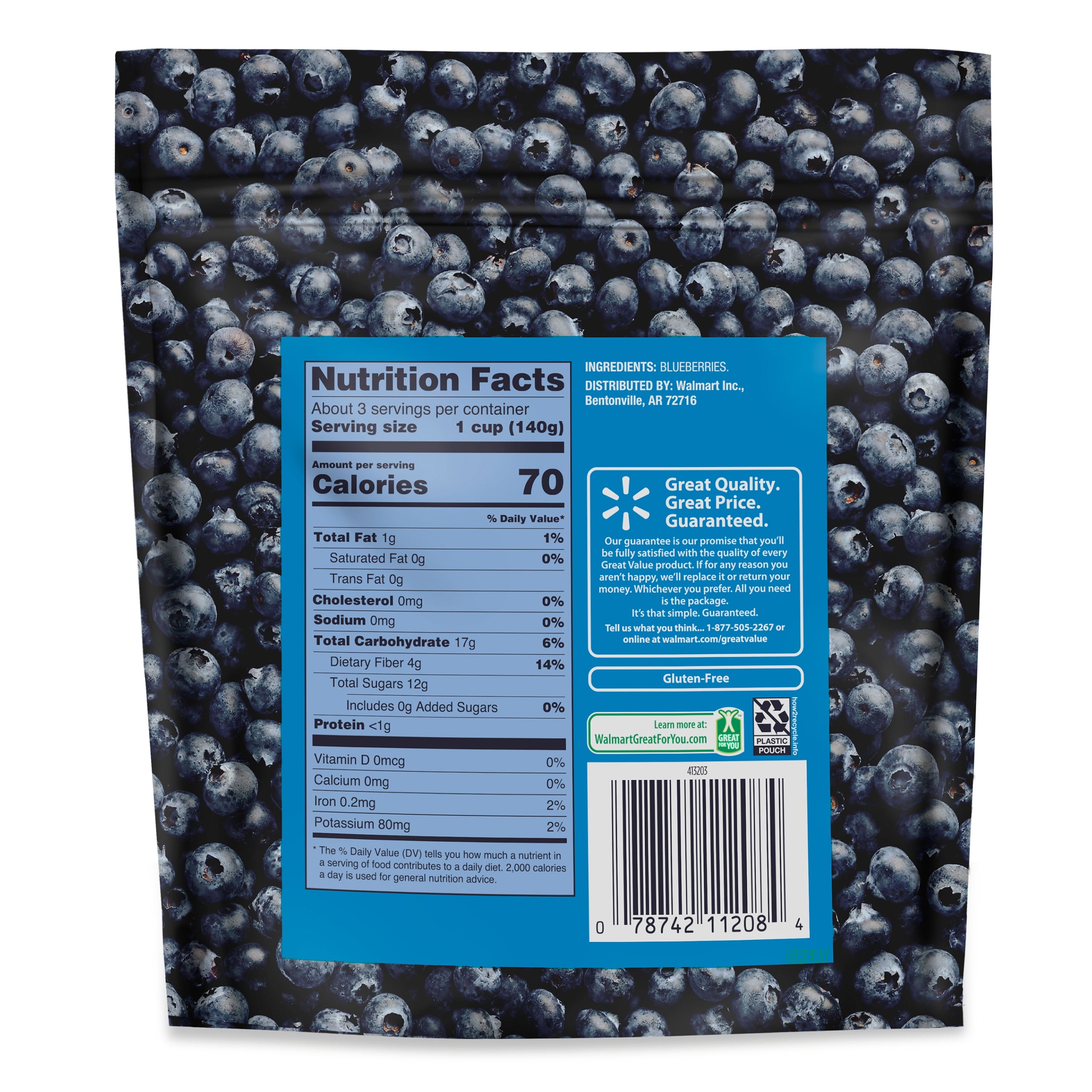Great Value Whole Blueberries Frozen 16 Oz