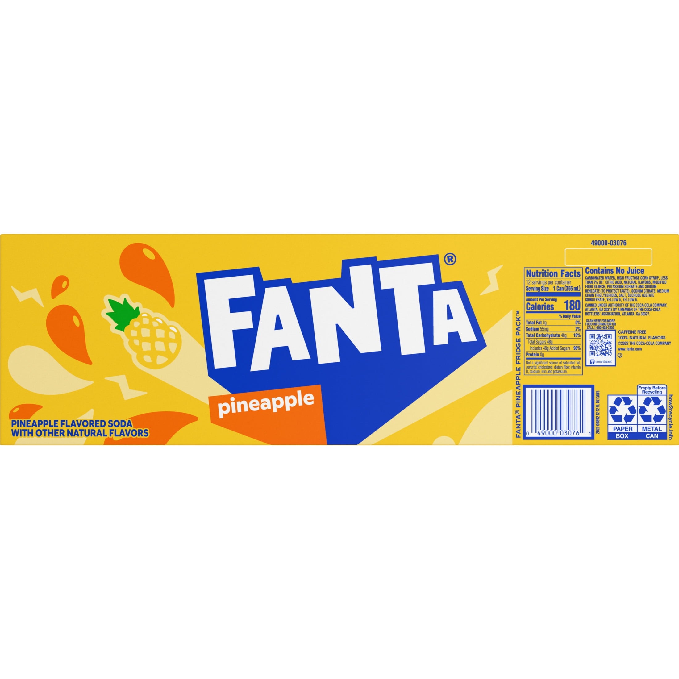 Fanta Pineapple Soda Pop Fridge Pack Cans 12 Fl Oz 12 Pack