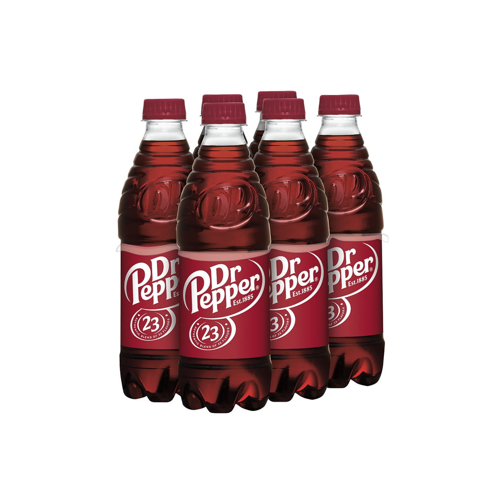 Dr Pepper Soda Pop Bottles 16.9 Fl Oz 6 Pack