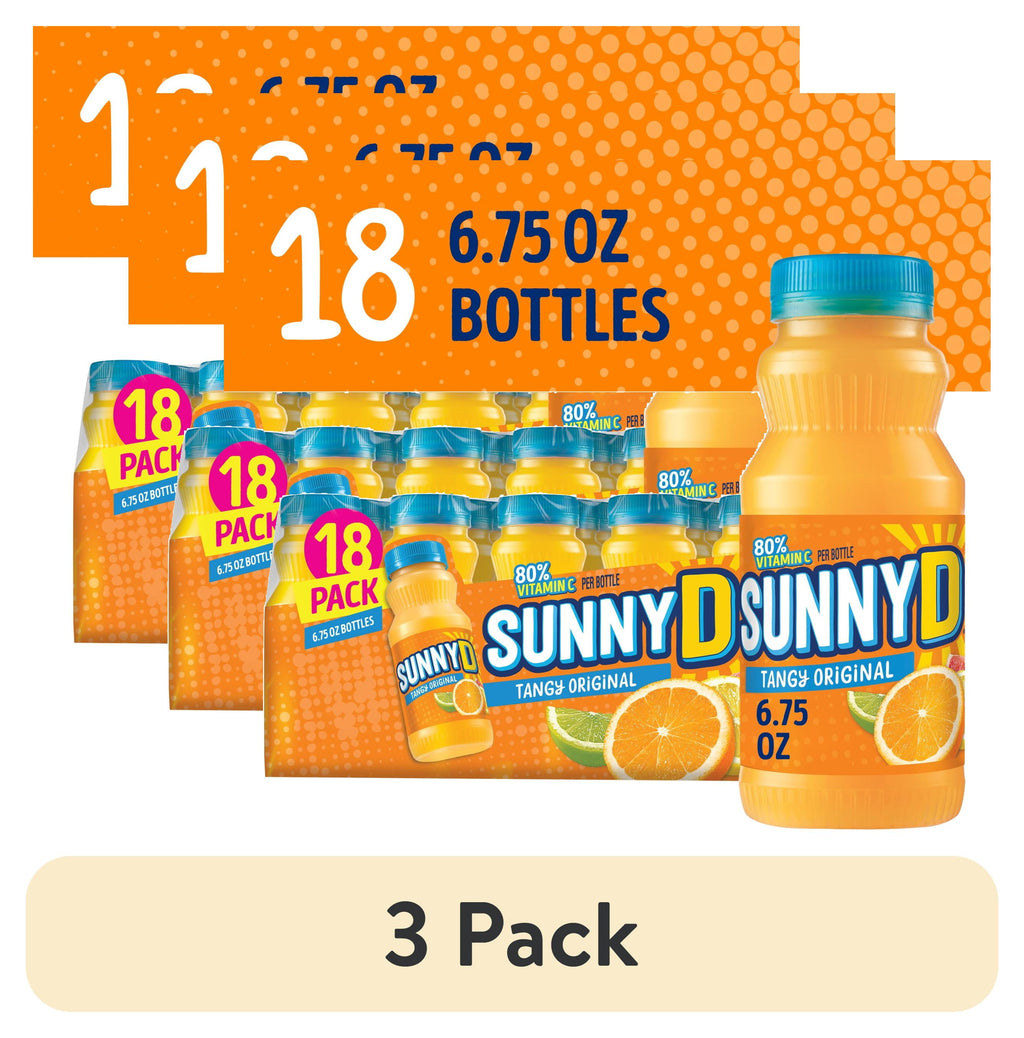 SunnyD Tangy Original Shelf Stable Orange Juice Drink 6.75 fl oz 18 Count 3 Pack