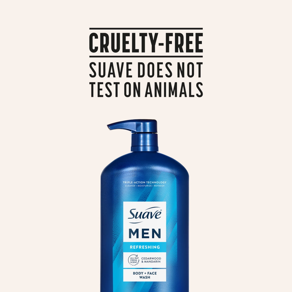 Suave Men Refreshing 2-in-1 Body & Face Wash Moisturizing Skin Cleanser 30 fl oz