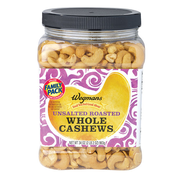 Wegmans Unsalted Roasted Whole Cashews Family Pack 34 Oz