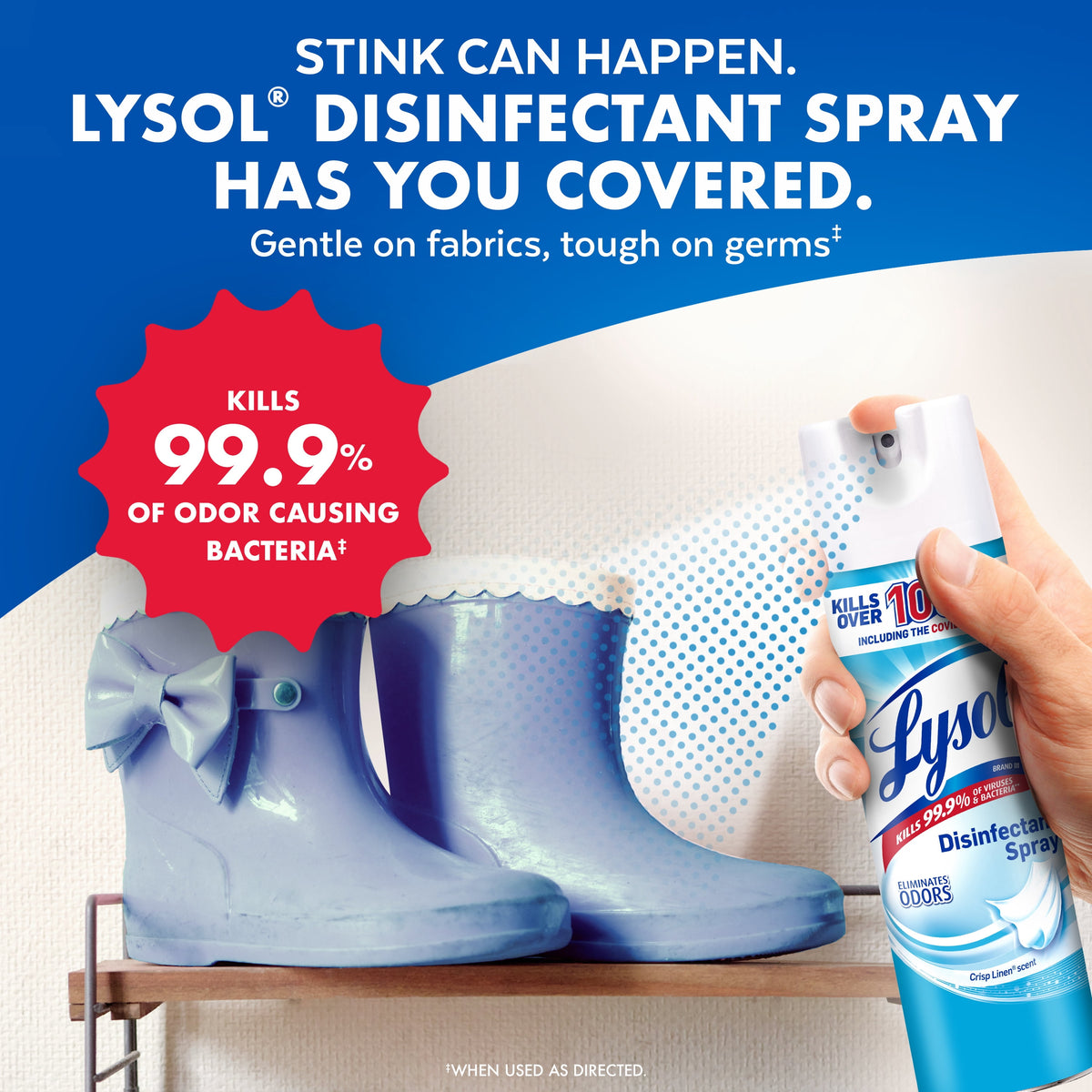 Lysol Disinfectant Spray Sanitizing Antibacterial Deodorizer Crisp Linen 19 fl oz 2 Pack