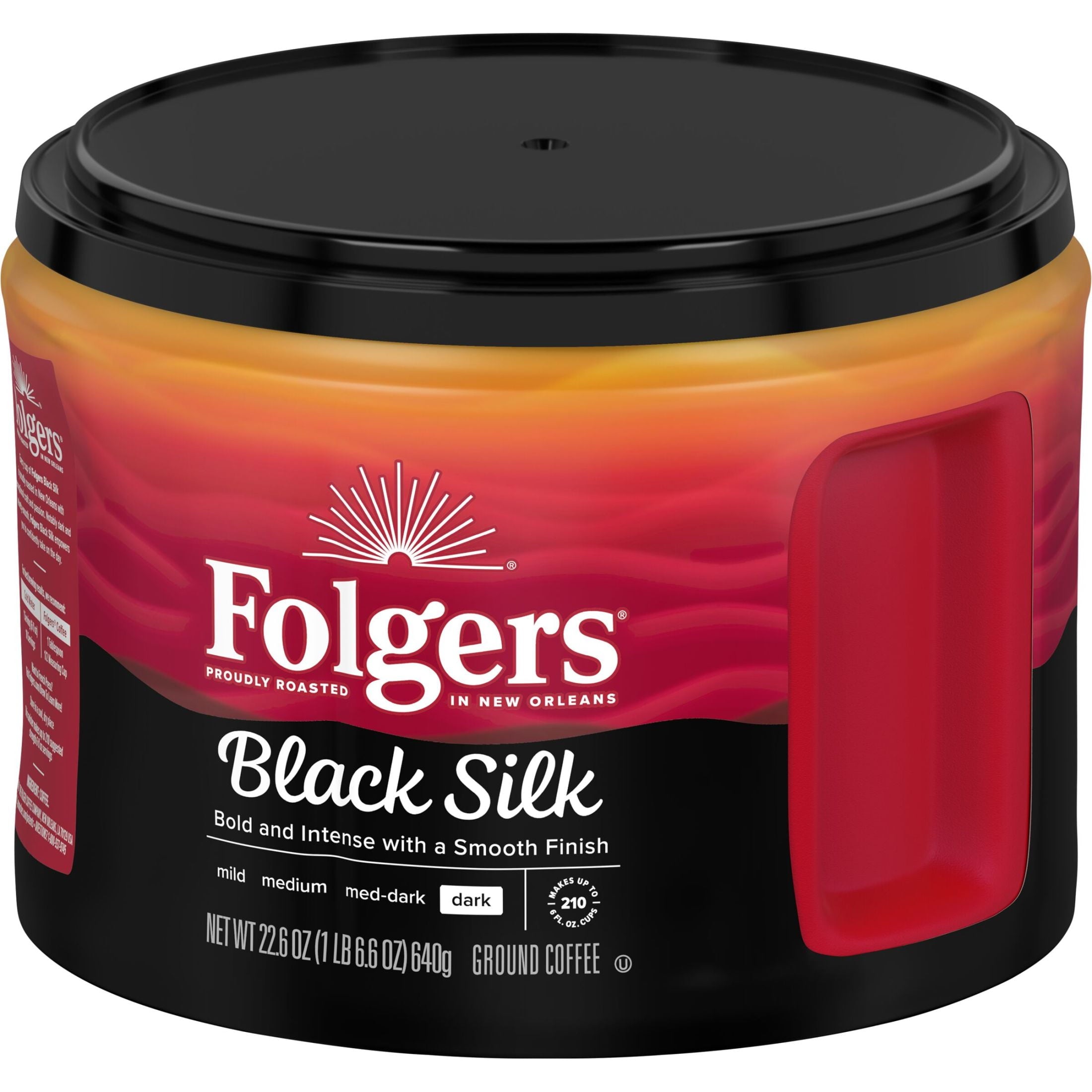 Folgers Black Silk Dark Roast Ground Coffee 22.6 oz Canister