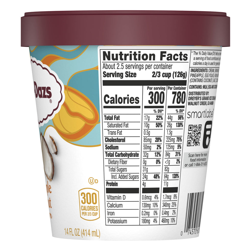 Häagen-Dazs Pineapple Coconut Ice Cream 14 Fl Oz