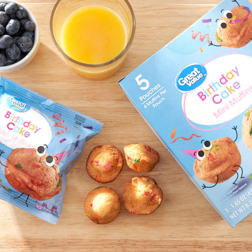 Birthday Cake Mini Muffins 1.65 Oz 5 Count Freshness Guaranteed