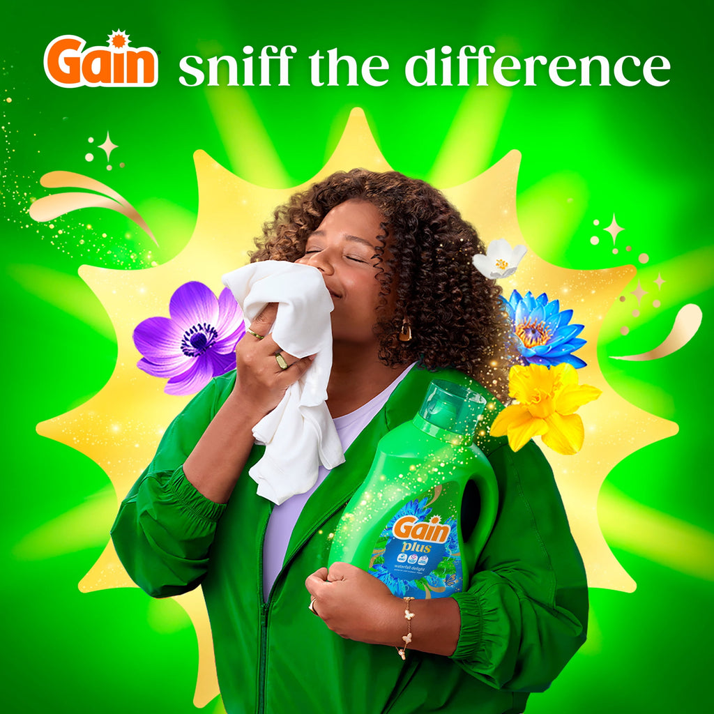 Gain Plus Liquid Laundry Detergent Odor Defense + OXI Waterfall Delight Scent 170 fl oz 129 Loads