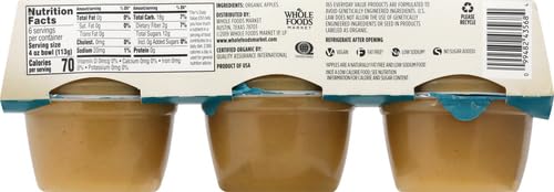 Organic Unsweetened Apple Sauce Cups 4 Oz 6 Ct 365 By Whole Foods Market