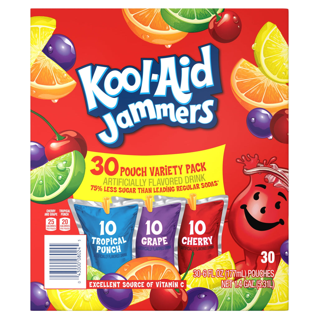 Kool-Aid Jammers Variety Pack Kids Drinks 30 Count 6 fl oz Pouches