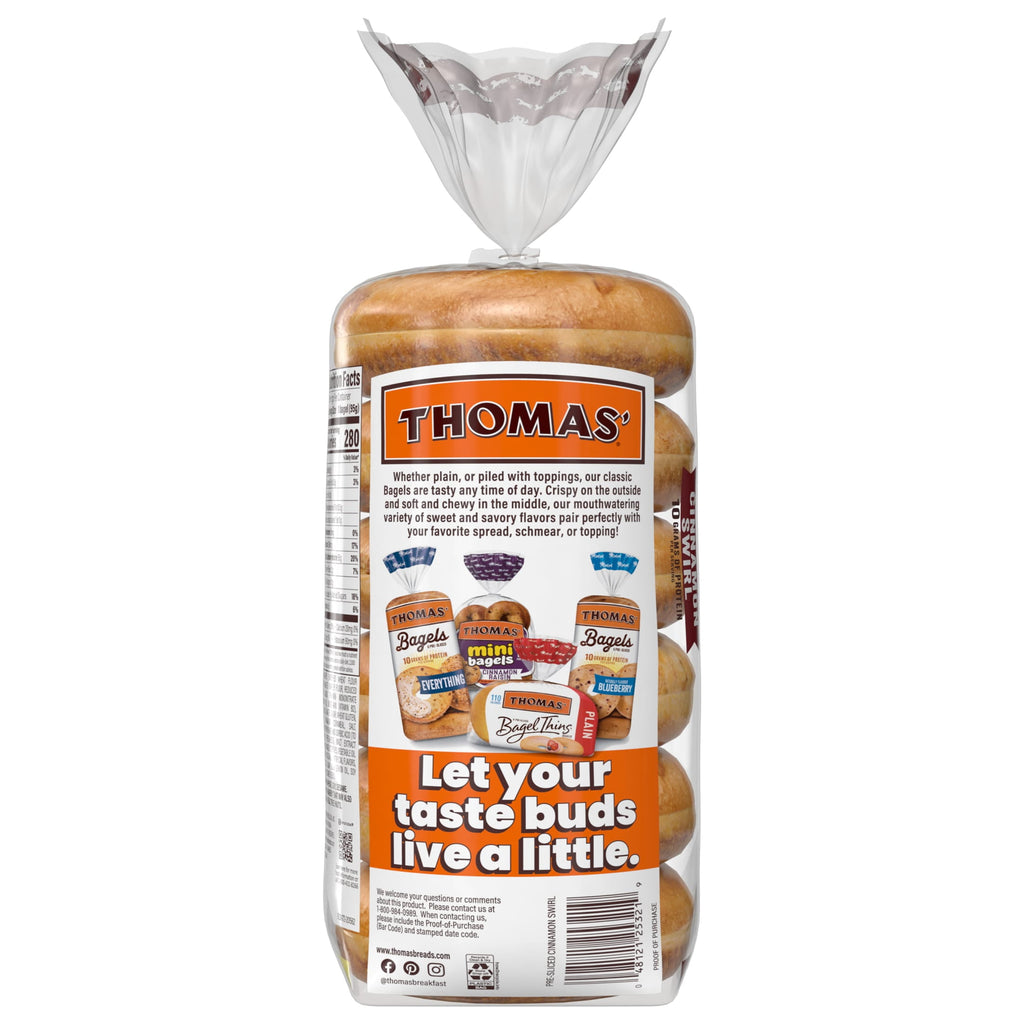 Cinnamon Swirl Bagels 18 Oz 6 Count Thomas'