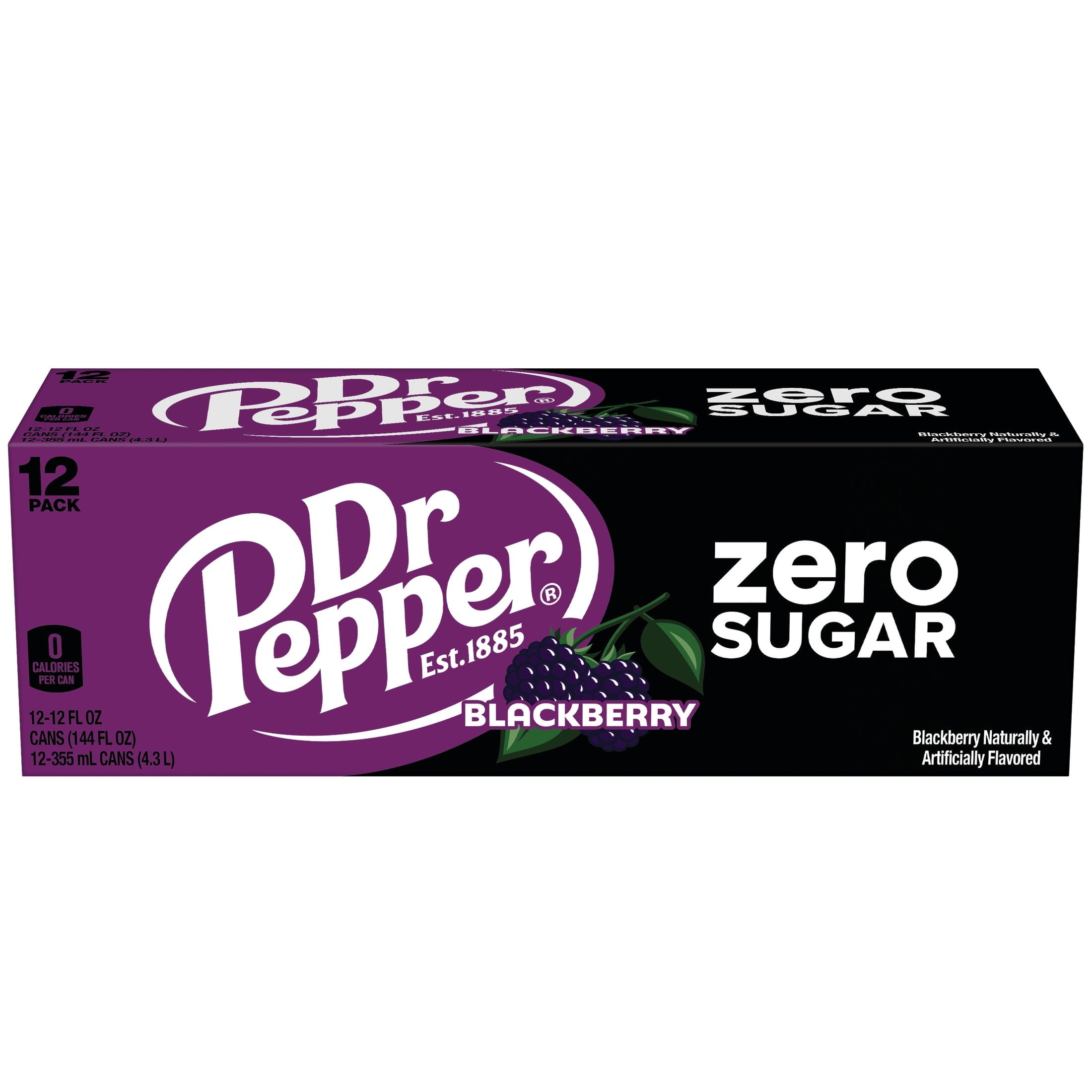 Dr Pepper Blackberry Zero Sugar Soda Pop Cans 12 Fl Oz 12 Pack