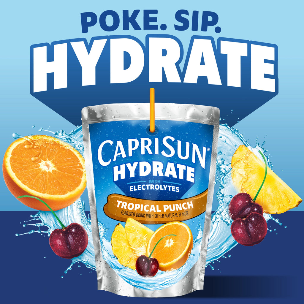 Capri Sun Hydrate with Electrolytes Tropical Punch Flavored Drink 6 fl oz Pouches 10 Count