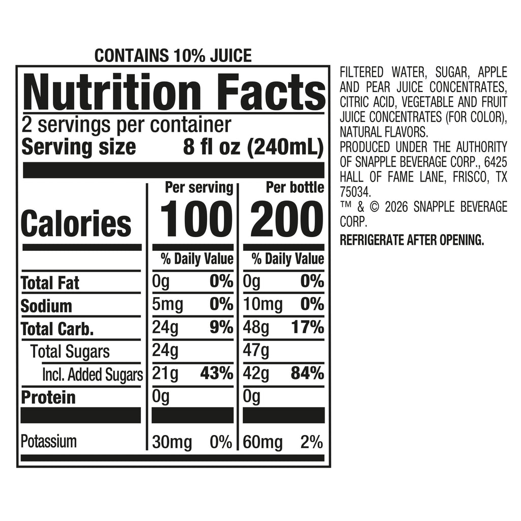Snapple Apple Juice Drink 16 fl oz Bottle 24 Pack