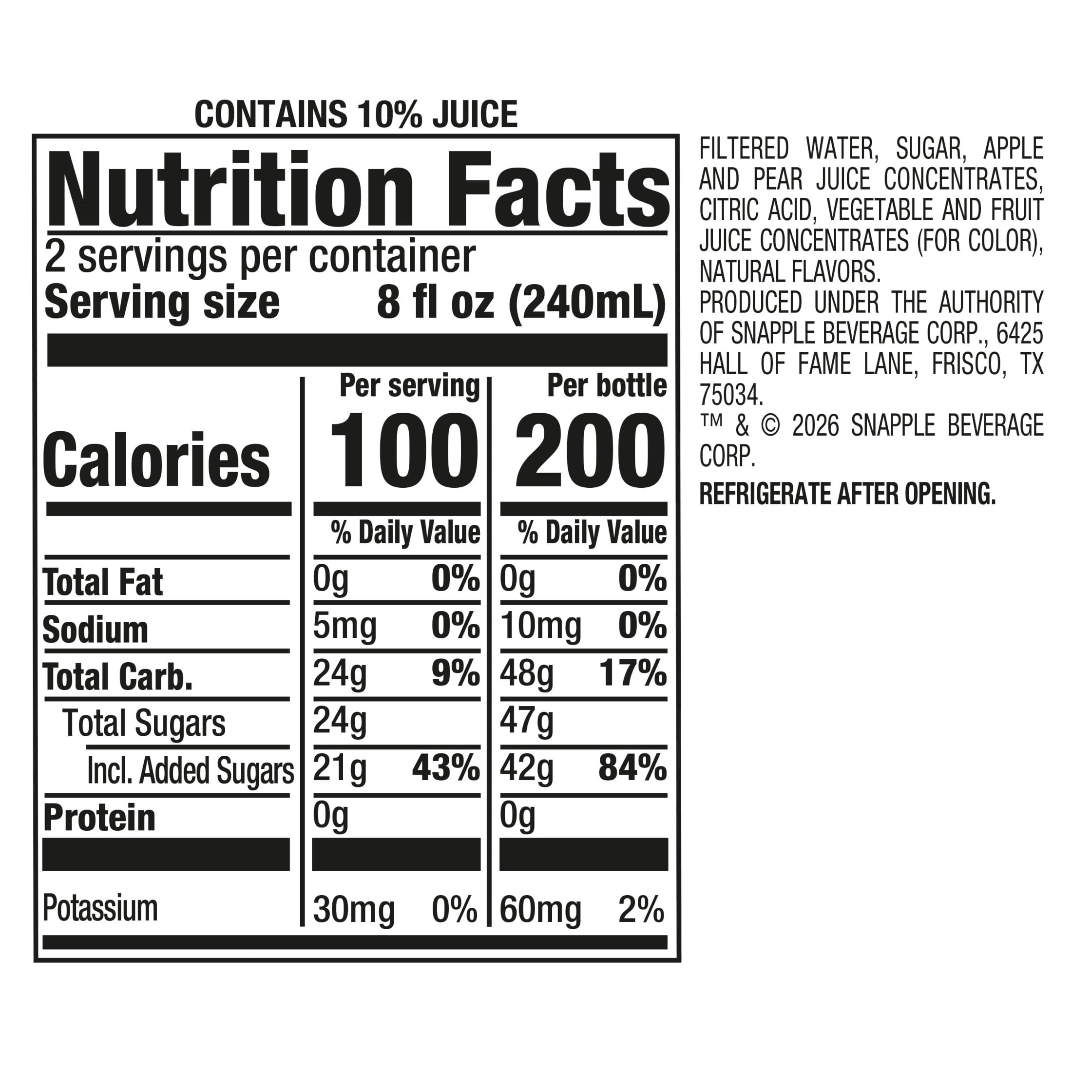 Snapple Apple Juice Drink 16 fl oz Bottle 24 Pack