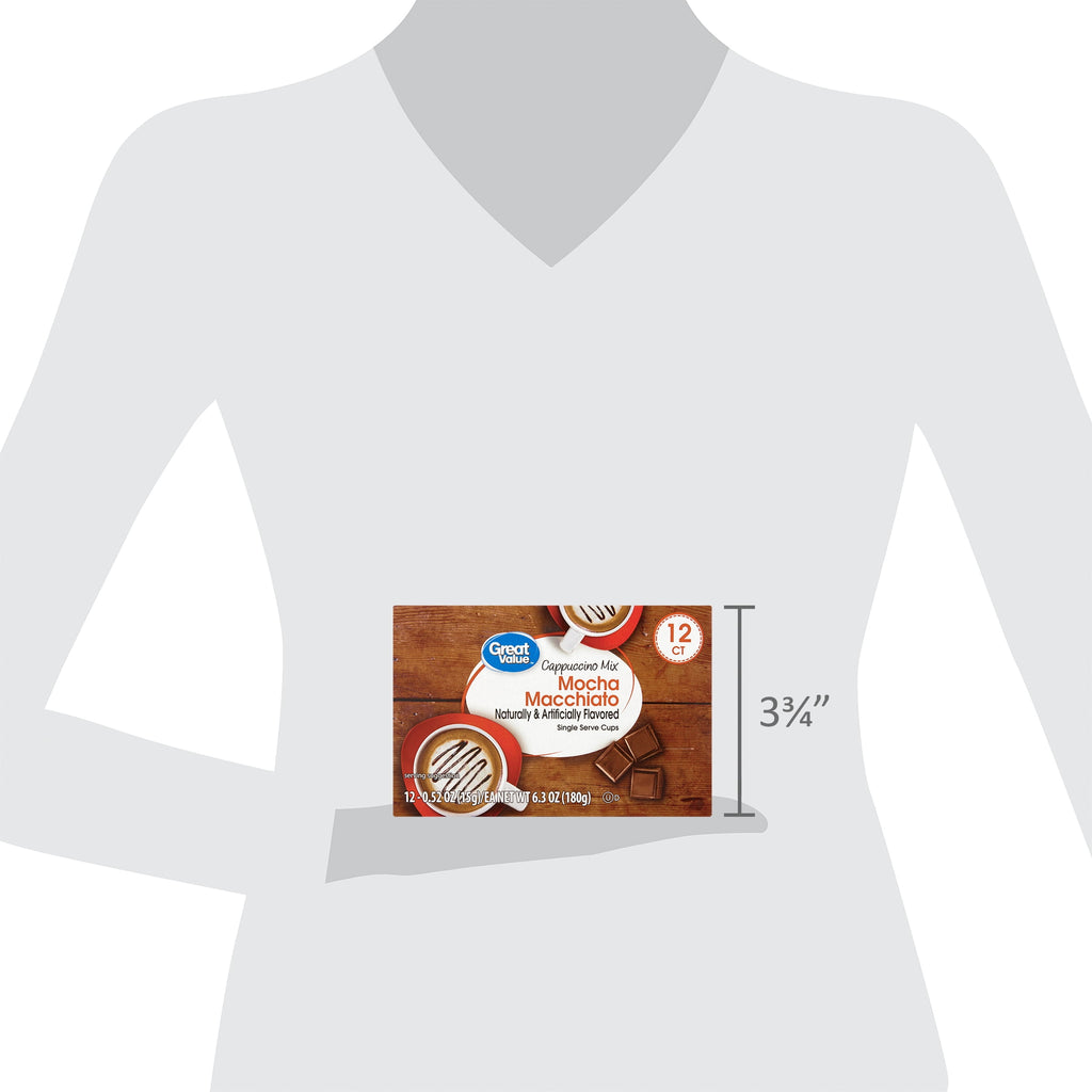 Great Value Mocha Macchiato Medium Roast Cappuccino Mix Single Serve Coffee Pods 12 Count