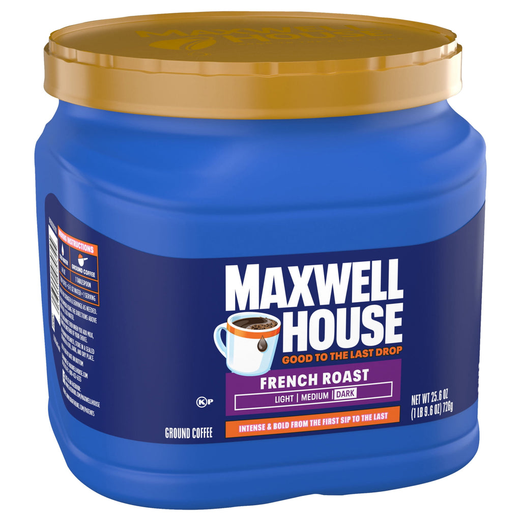 Maxwell House French Roast Naturally Caffeinated Dark Roast Ground Coffee 25.6 oz Canister