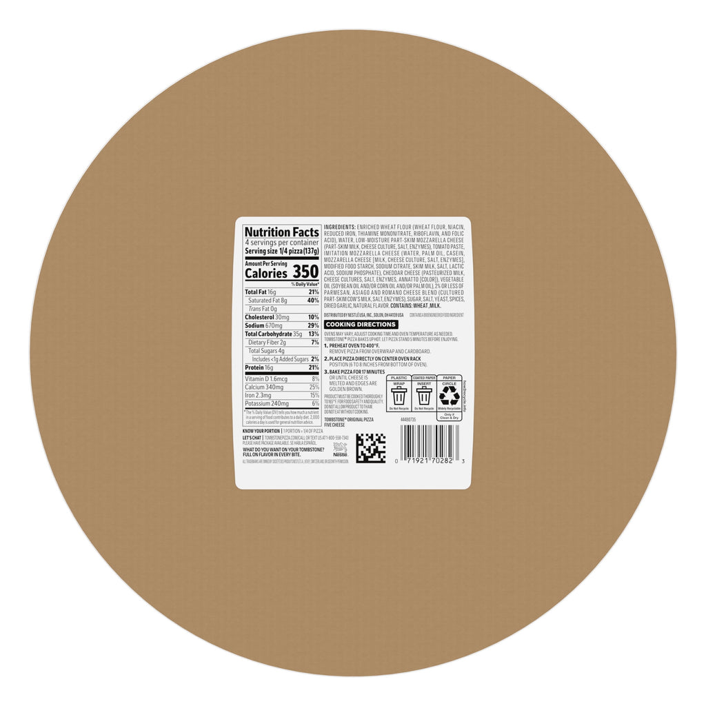 Tombstone Five Cheese Original Crust Frozen Pizza 19.3 Oz