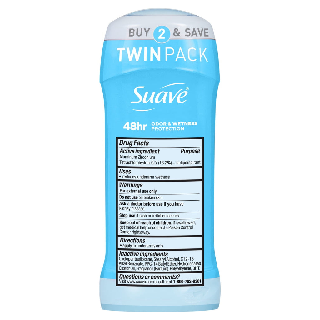 Suave Women Antiperspirant Deodorant Fresh 48-Hour Protection 2.6 oz Twin Pack
