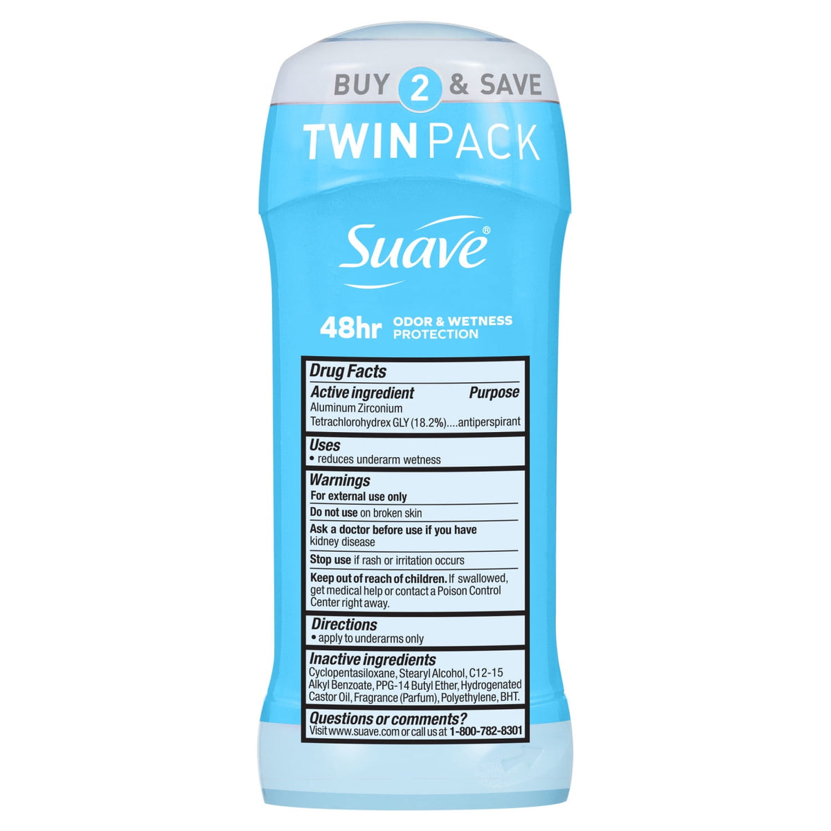 Suave Women Antiperspirant Deodorant Fresh 48-Hour Protection 2.6 oz Twin Pack