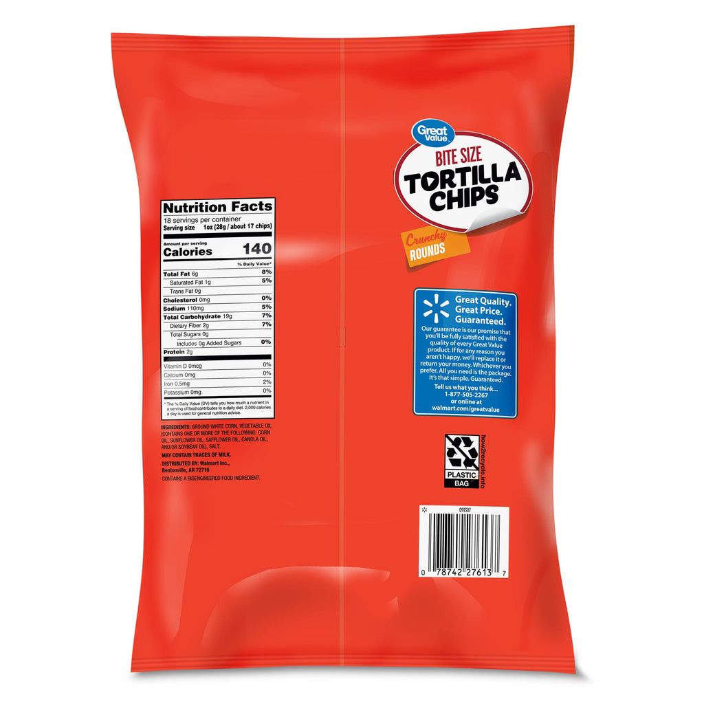 Bite Size Tortilla Chips Party Size 18 Oz Great Value