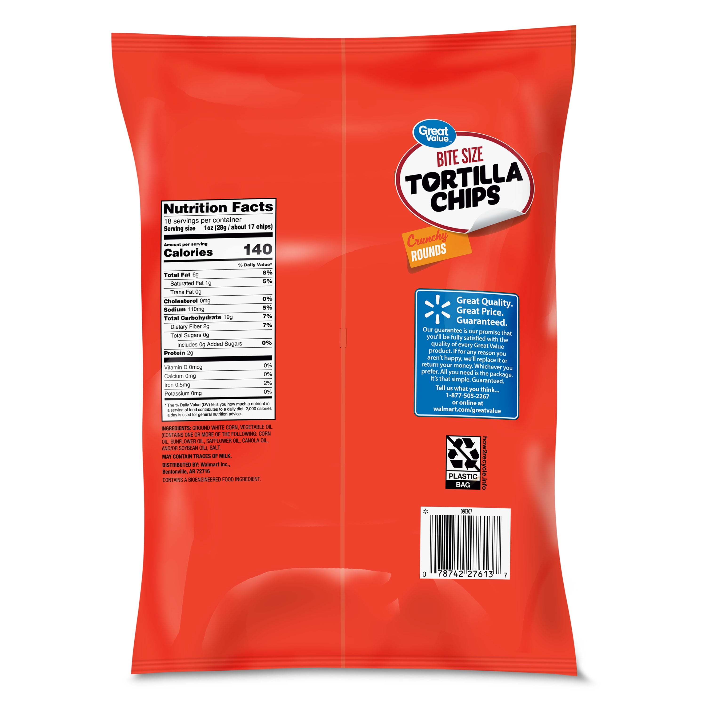Bite Size Tortilla Chips Party Size 18 Oz Great Value