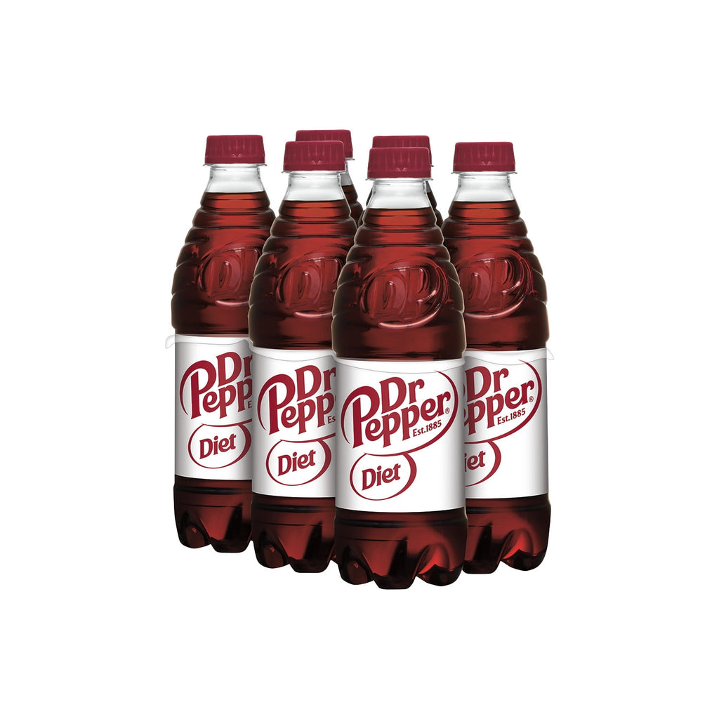 Diet Dr Pepper Soda Pop Bottles 16.9 Fl Oz 6 Pack