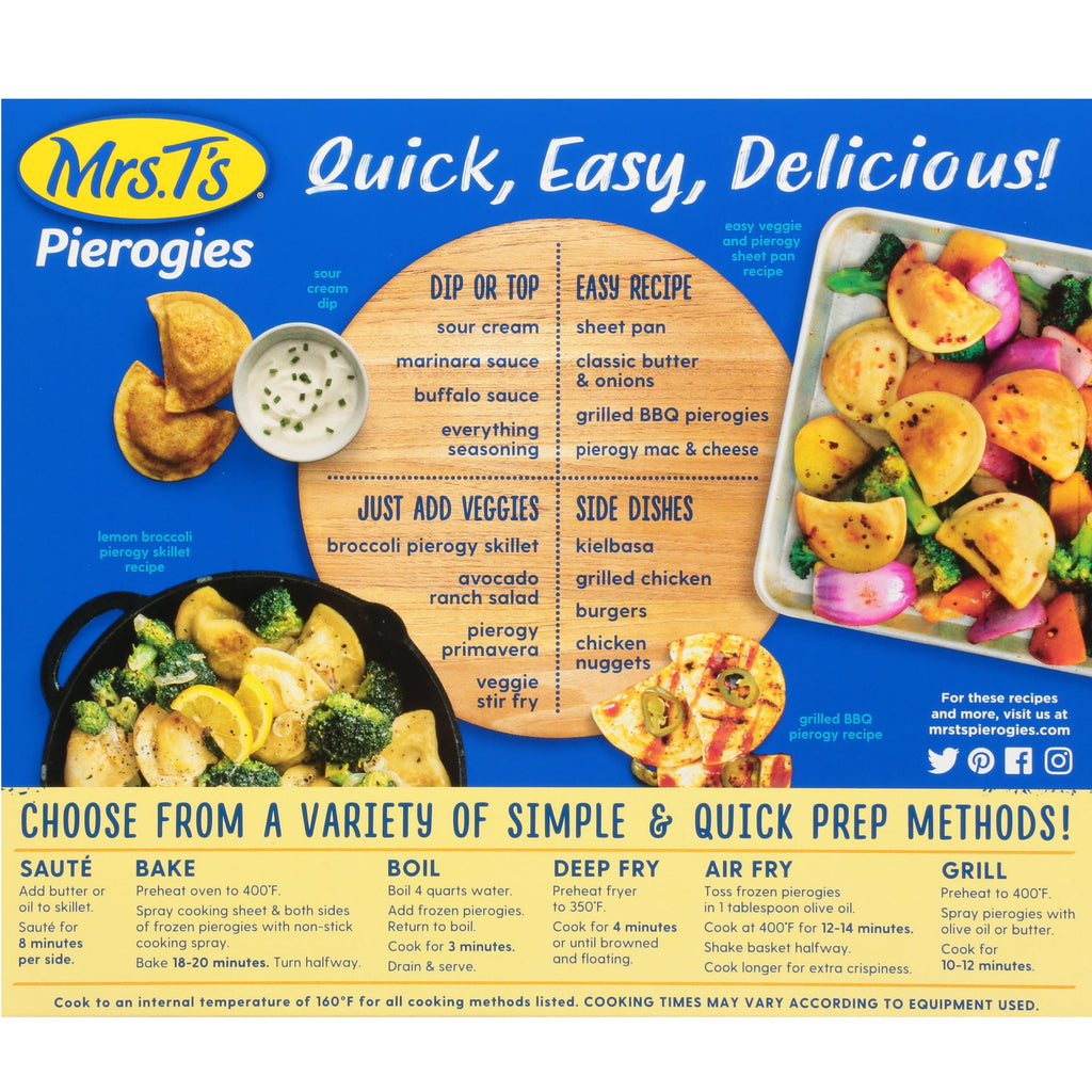 Mrs. T's Classic Cheddar Pierogies 12 Count Frozen 16 Oz