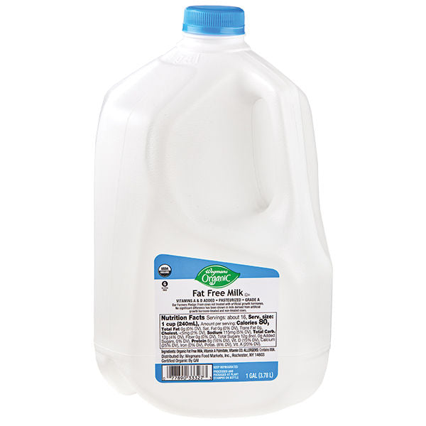 Wegmans Organic Fat Free 0% Milk Fat Milk 128 fl oz