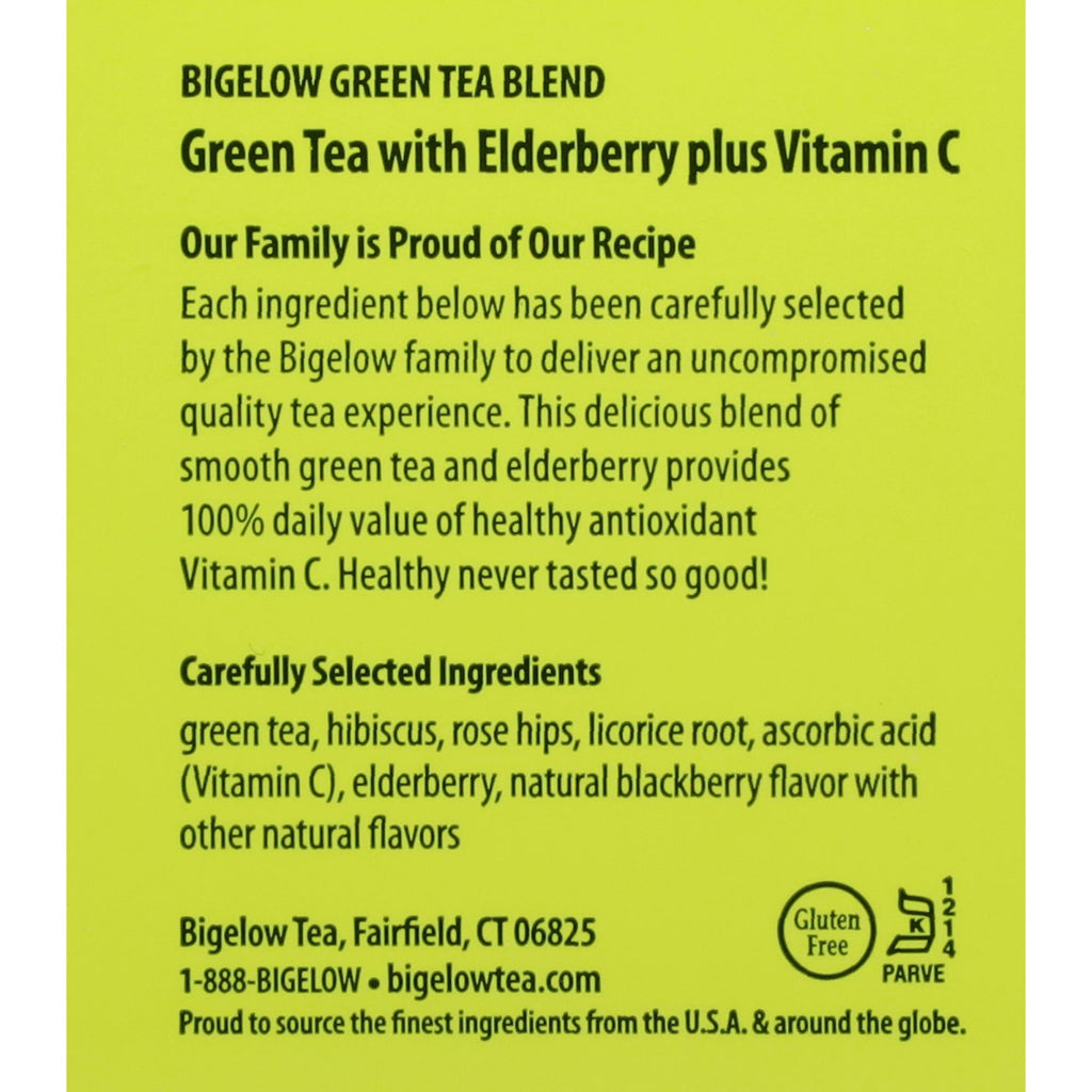 Bigelow Tea Green Tea with Elderberry Plus Vitamin C Bags 18 Count