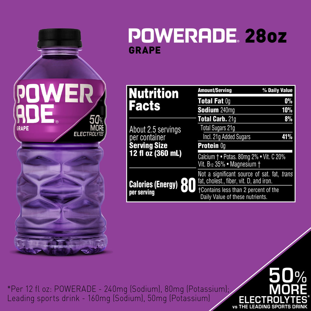POWERADE Grape Electrolyte Sports Drink 28 fl oz Bottle