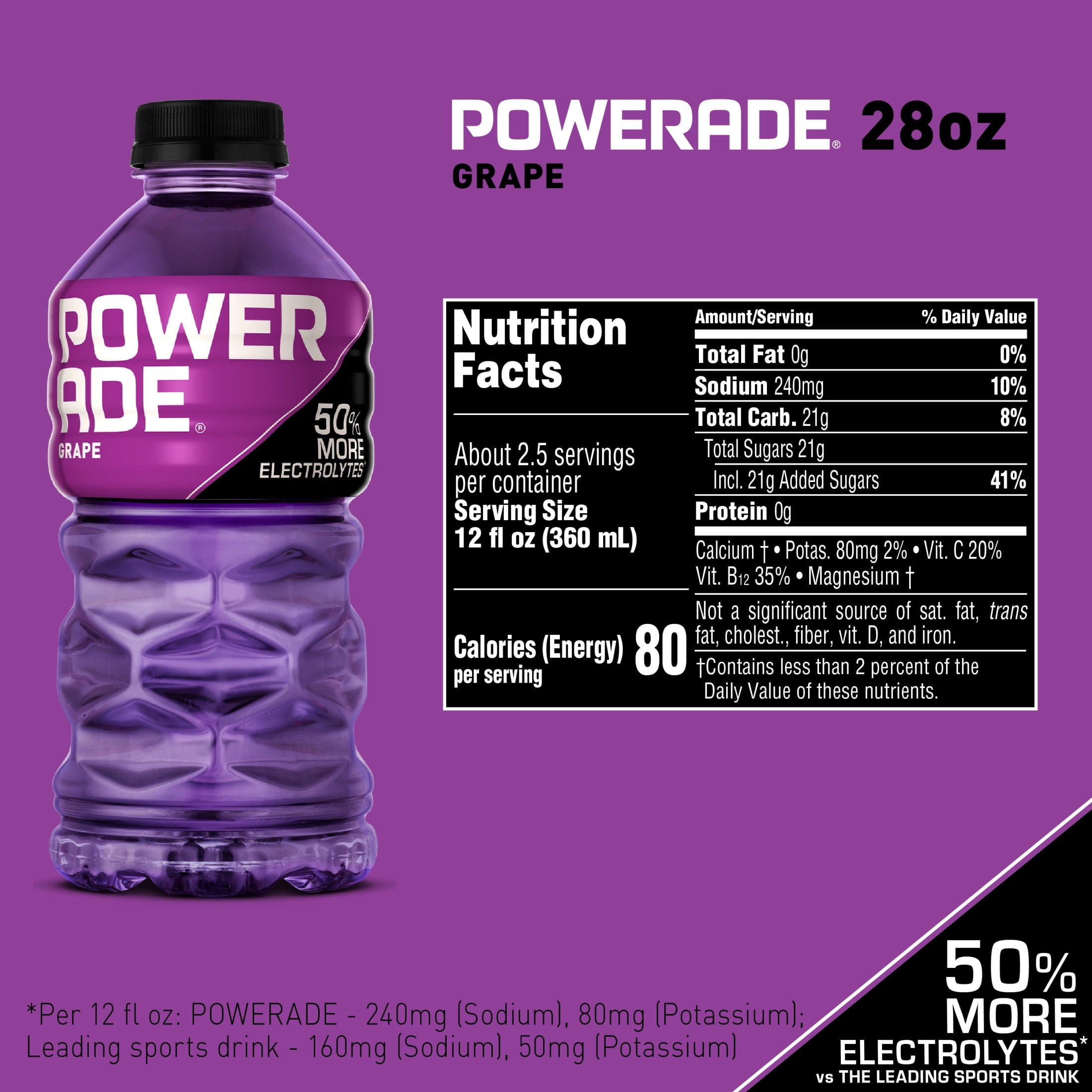 POWERADE Grape Electrolyte Sports Drink 28 fl oz Bottle