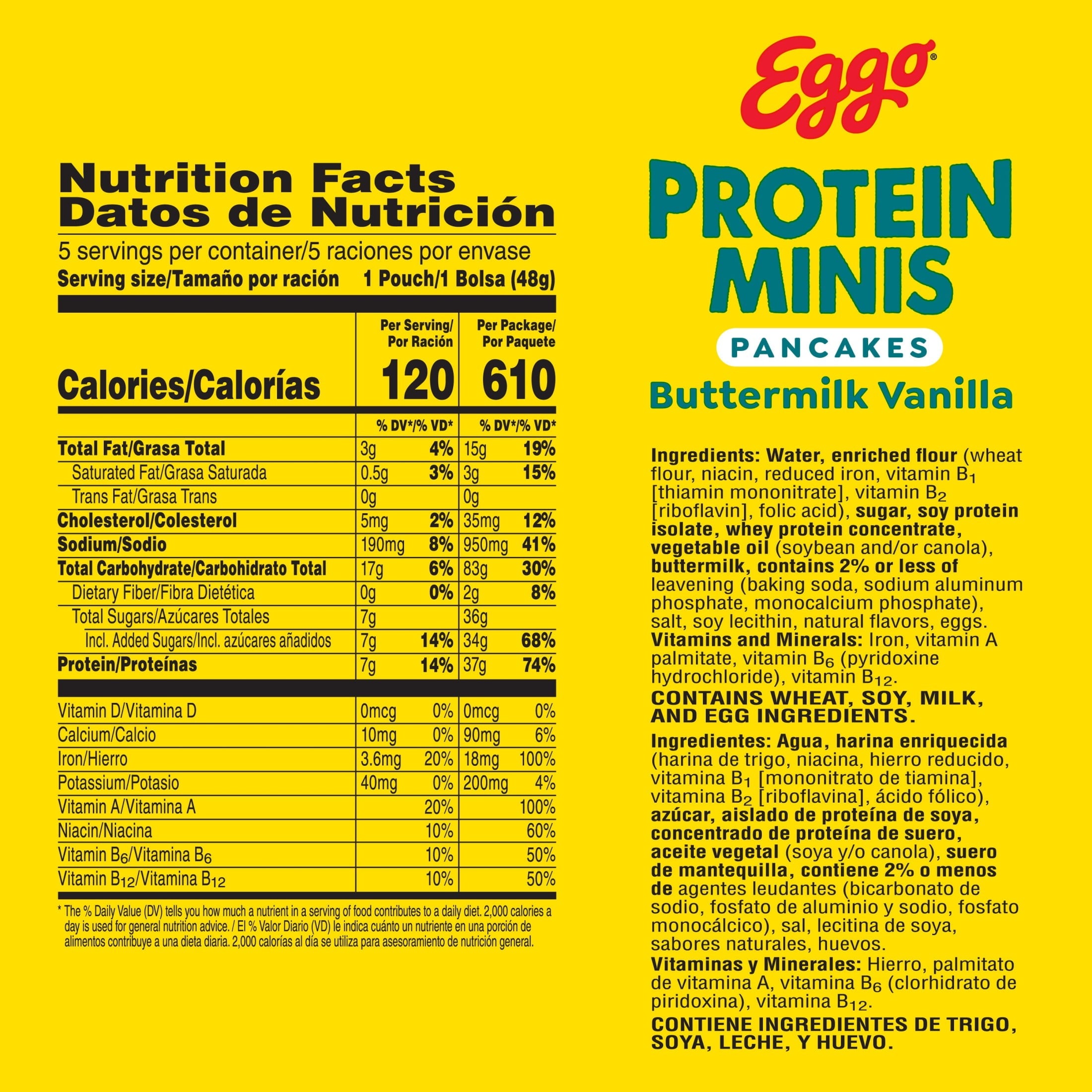 Eggo Protein Minis Buttermilk Vanilla Frozen Pancakes 8.4 Oz 5 Count