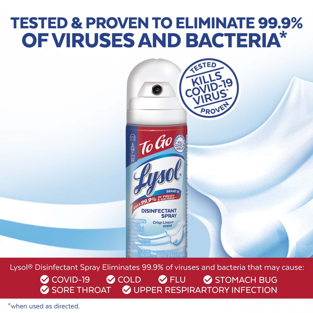 Lysol To Go Travel Size Disinfectant Spray Crisp Linen 1.5 fl oz