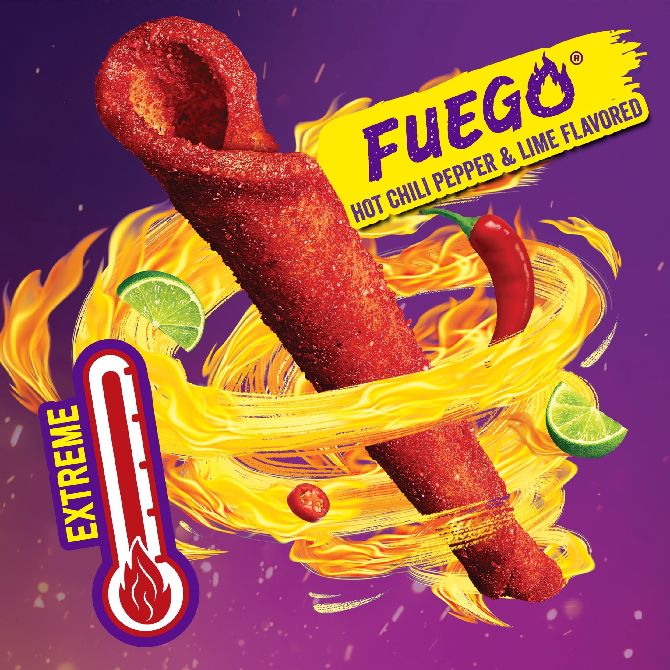 Hot Chili Pepper & Lime Flavored Rolled Tortilla Chips 9.9 Oz Takis