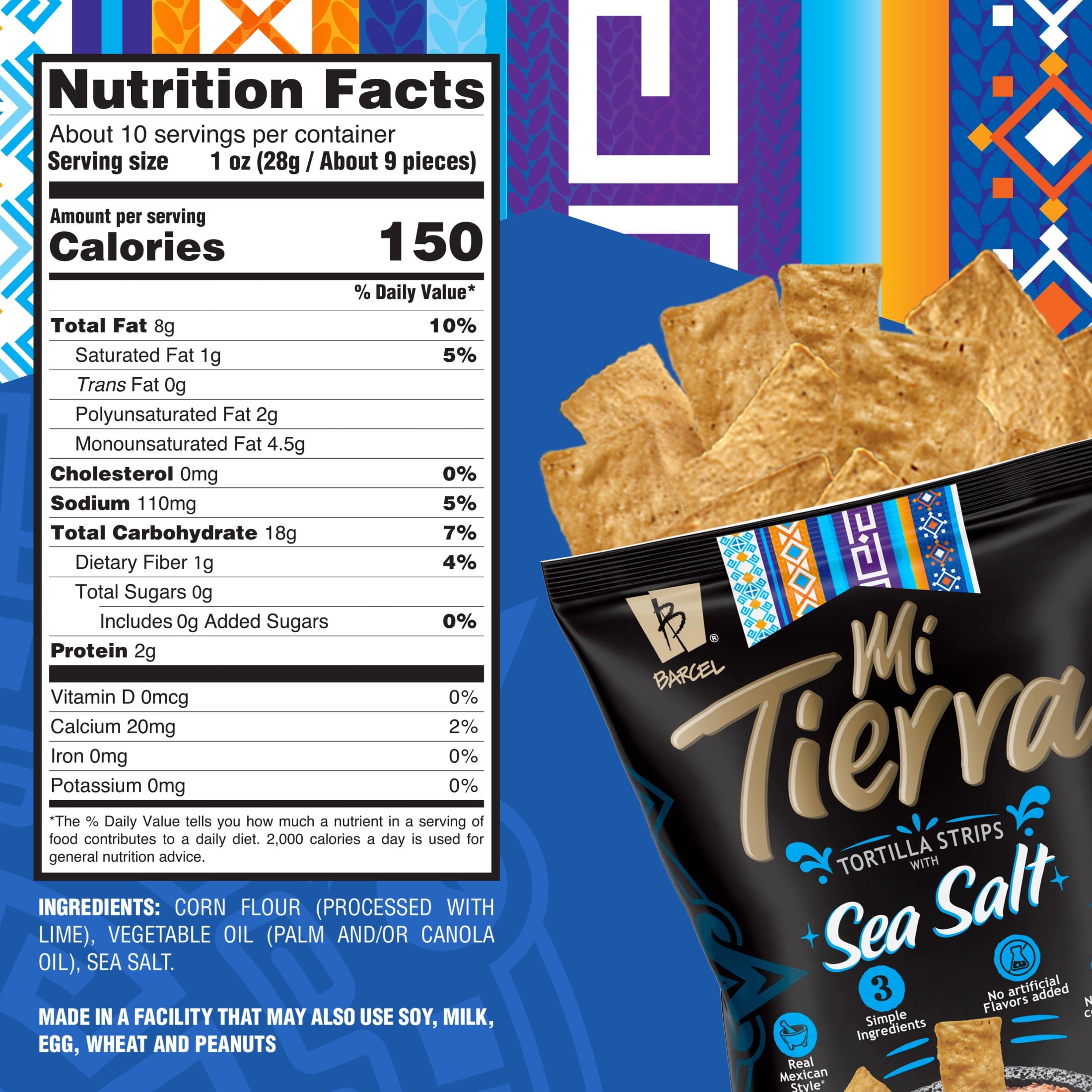 Sea Salt Tortilla Chip Strips 9.9 Oz Barcel Mi Tierra