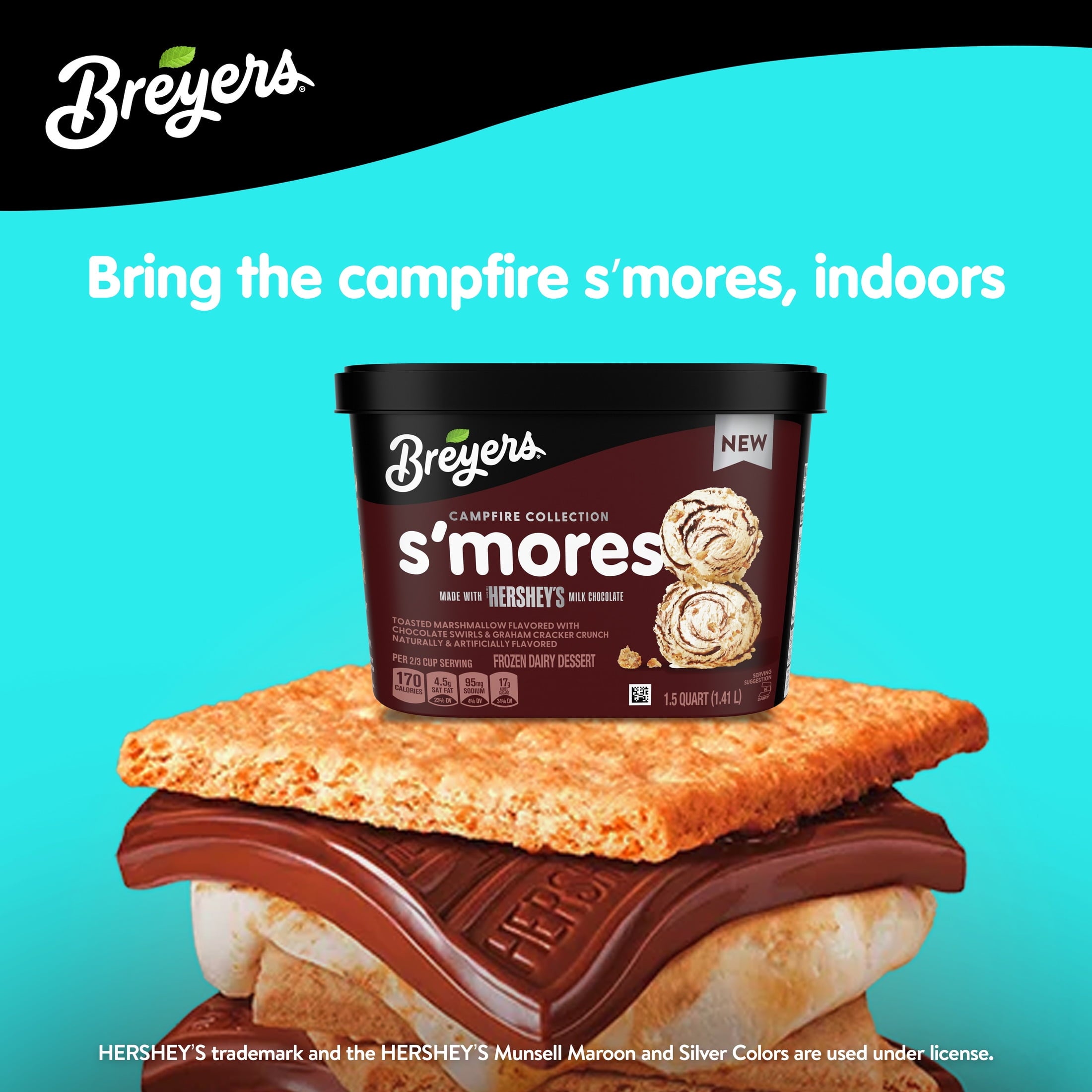 Breyers Campfire Collection S'Mores Ice Cream With Hershey'S Milk Chocolate 1.5 Qt