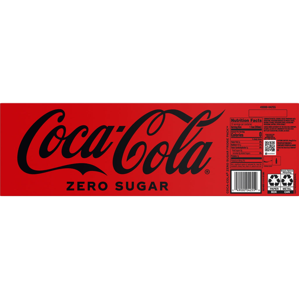 Zero Sugar Soda Pop Fridge Pack Cans 12 Fl Oz Coca-Cola