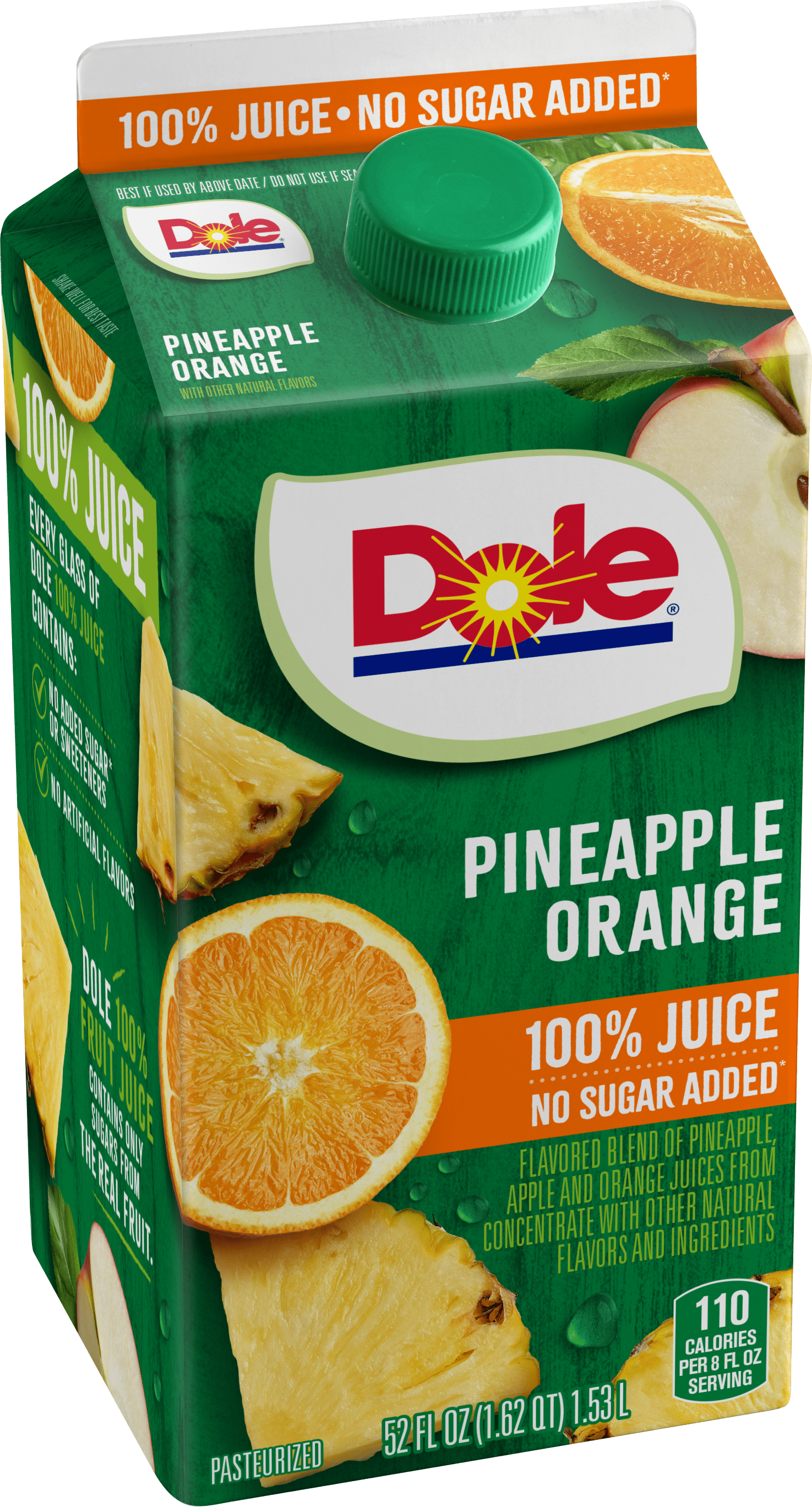 Dole 100% Pineapple Orange Juice Pulp-Free Chilled 52 fl oz