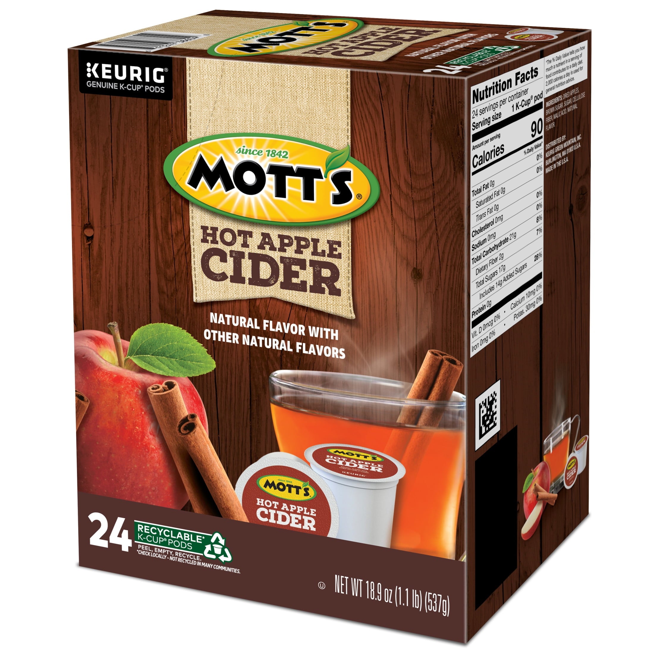 Mott's Hot Apple Cider K-Cup Pods 24 Count