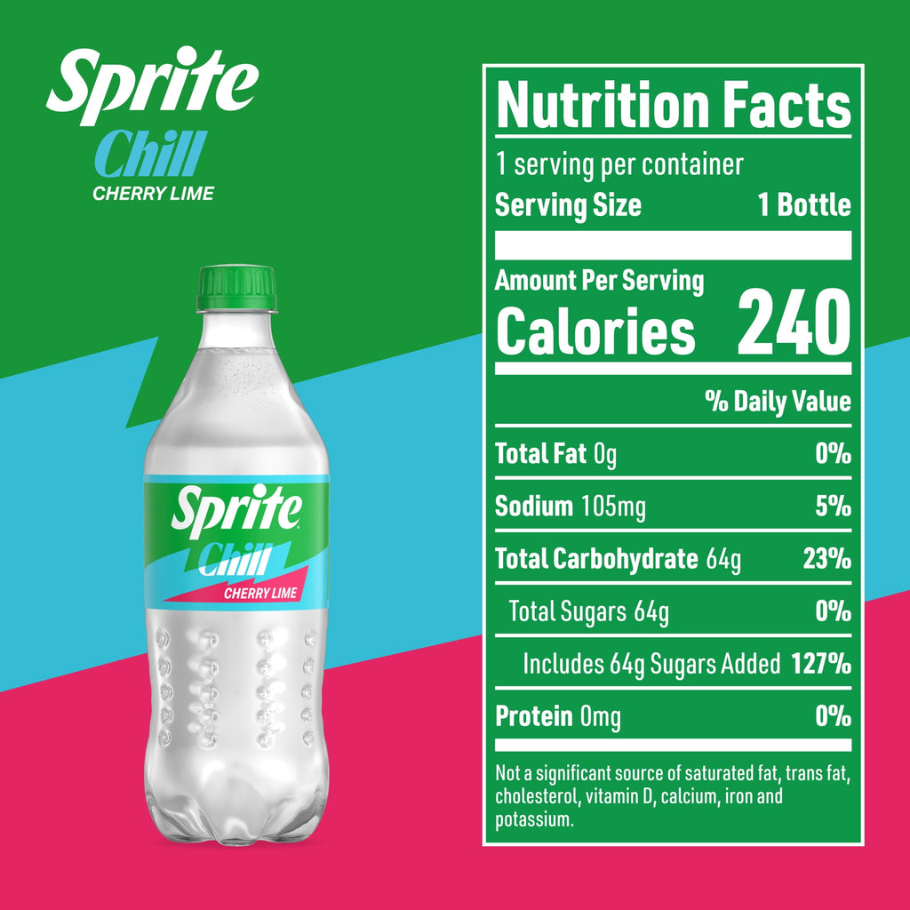 Sprite Chill Cherry-Lime Caffeine Free Soda Pop Bottle 20 Fl Oz