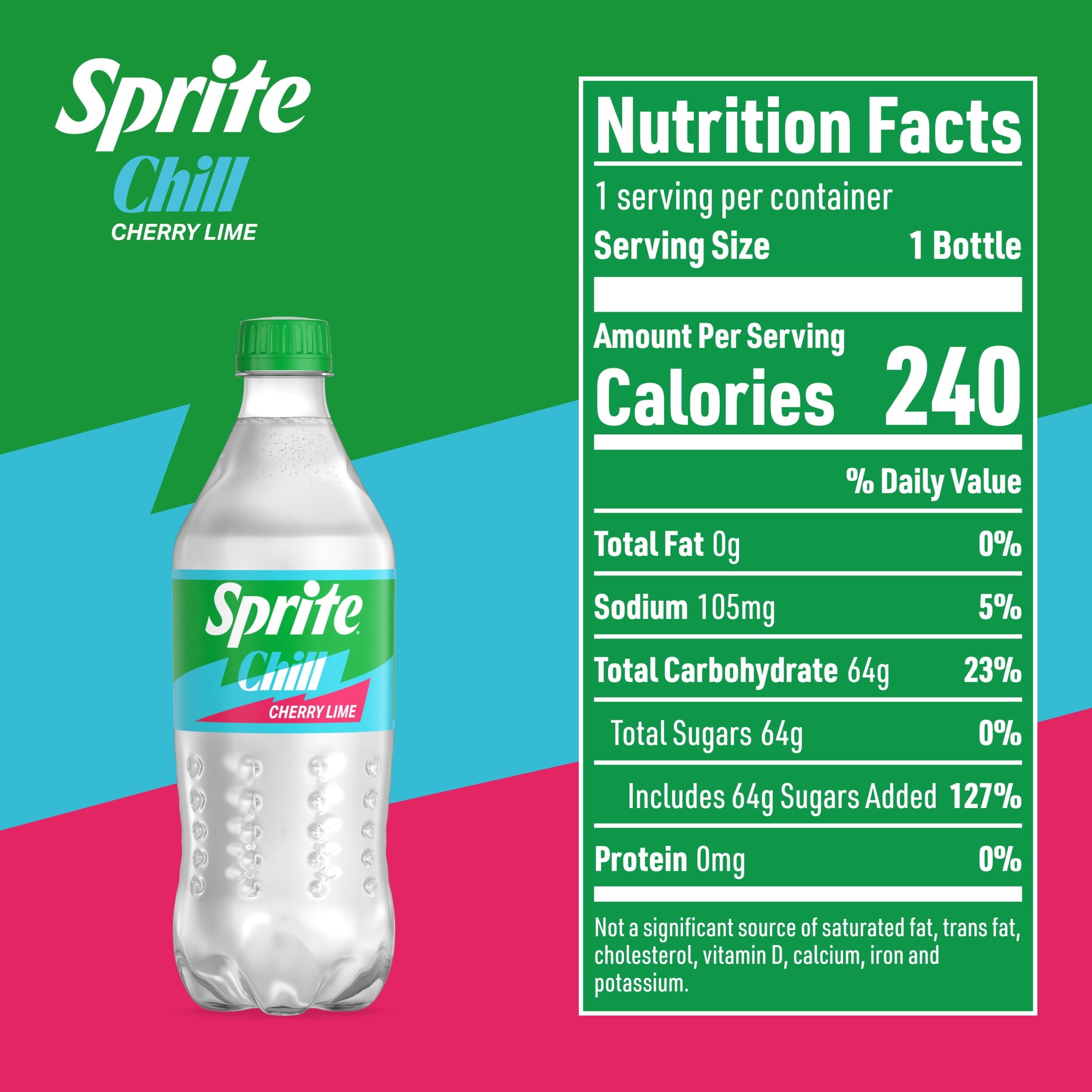 Sprite Chill Cherry-Lime Caffeine Free Soda Pop Bottle 20 Fl Oz