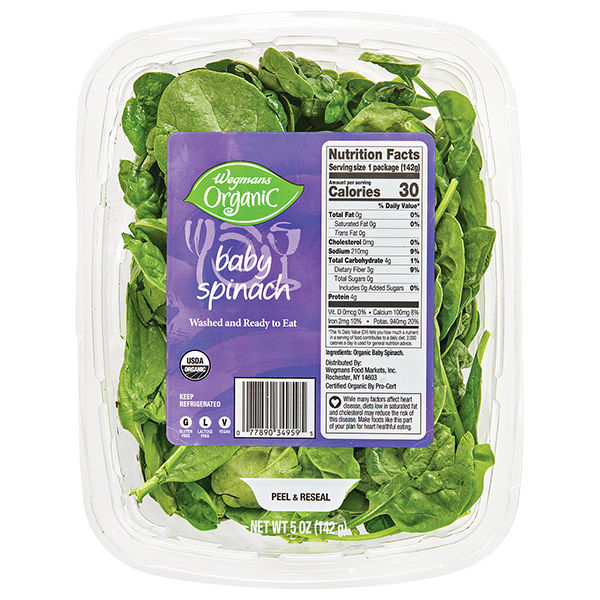 Wegmans Organic Baby Spinach 5 Oz
