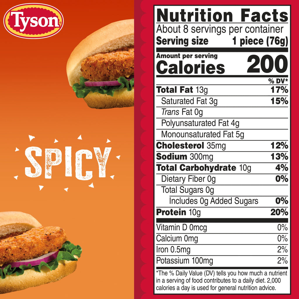 Tyson White Meat Spicy Breaded Chicken Patties 23 Oz Frozen