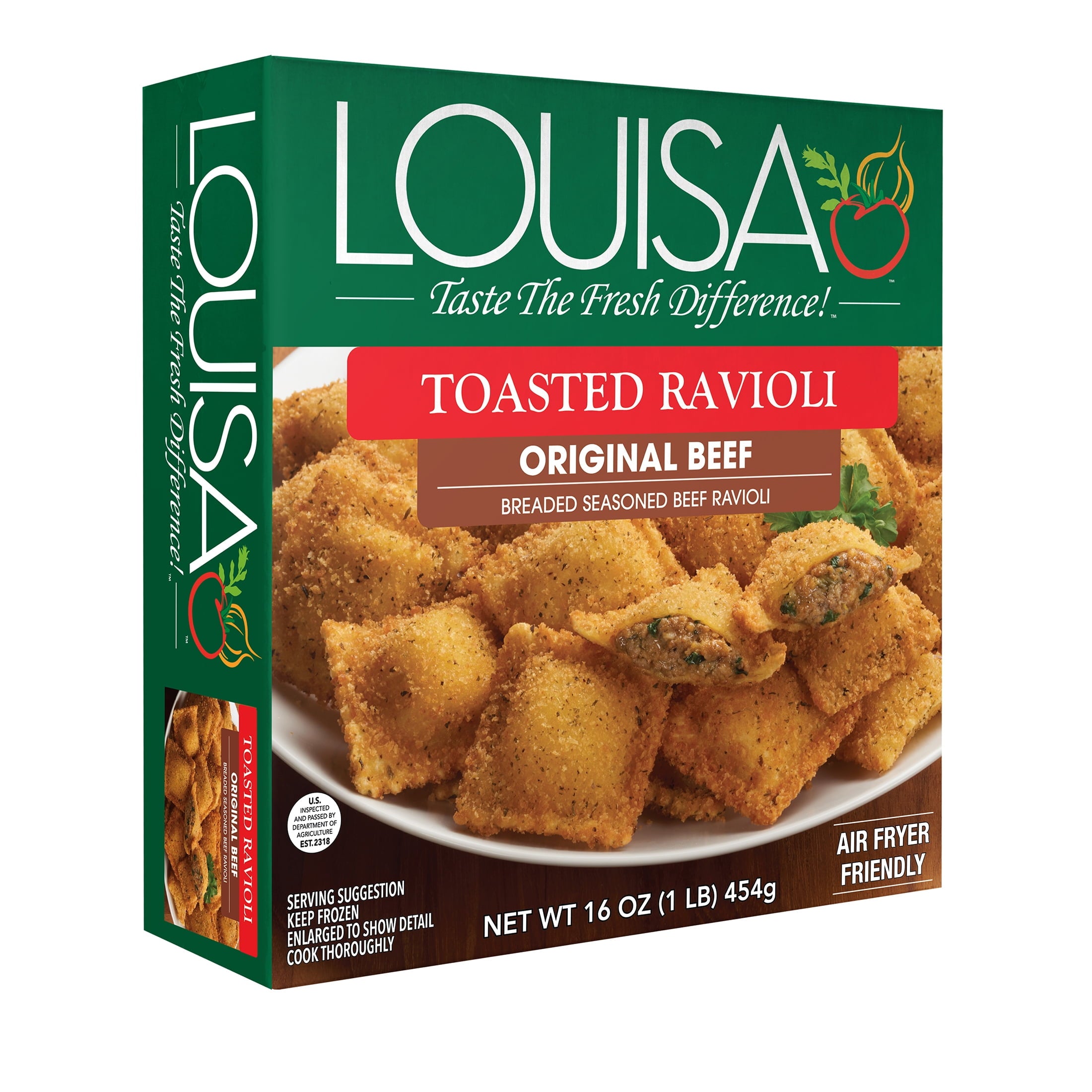Louisa Original Beef Toasted Ravioli Frozen 16 Oz Box 24 Count