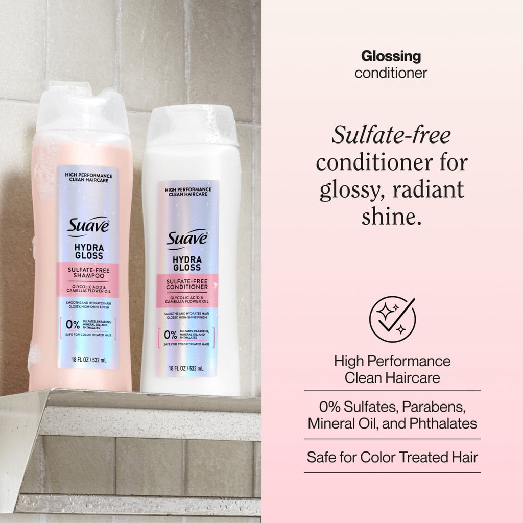 Suave Hydra Gloss Sulfate Free Conditioner with Glycolic Acid & Camellia Oil 18 fl oz