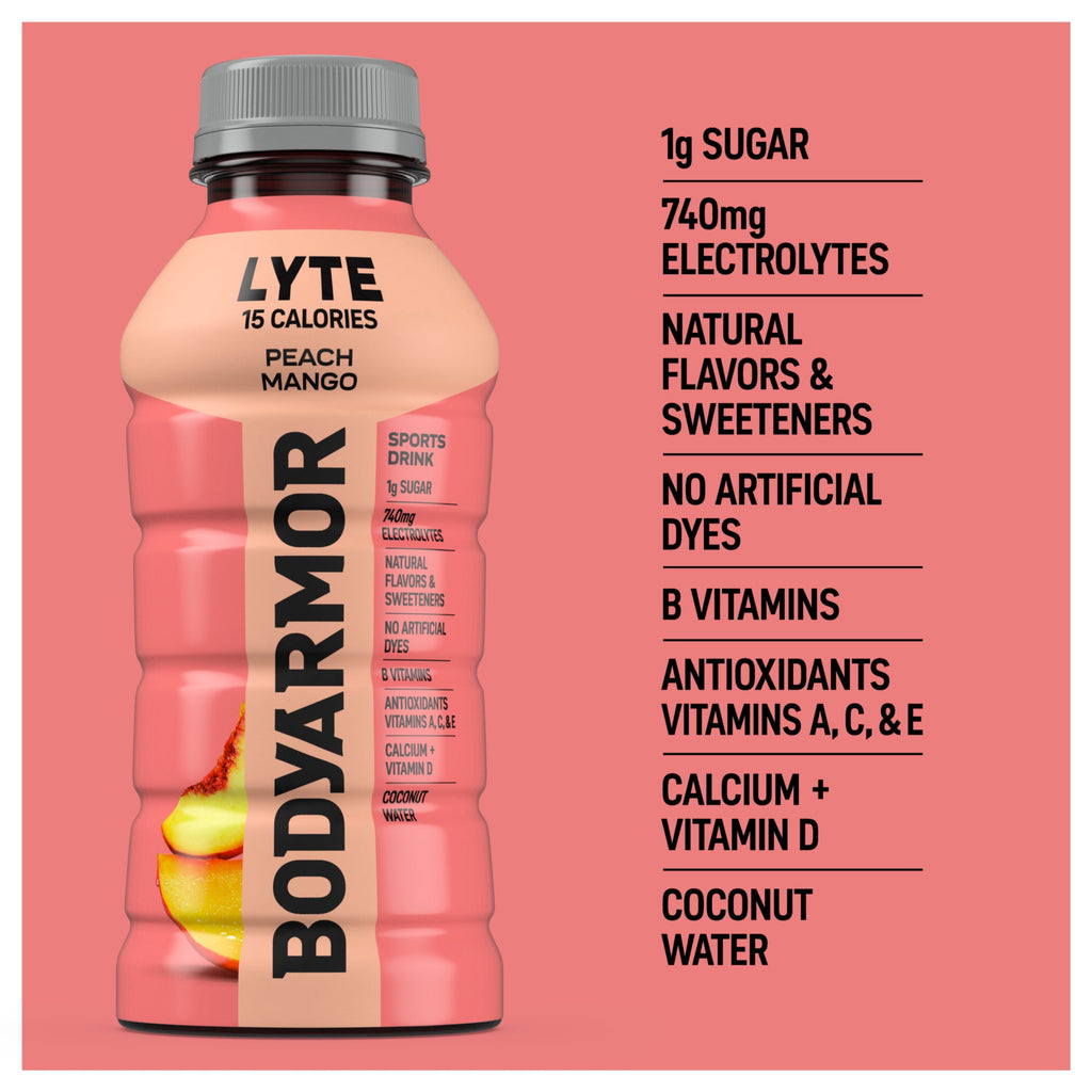 BODYARMOR Lyte Peach Mango Electrolyte Sports Drink 12 fl oz 8 Count