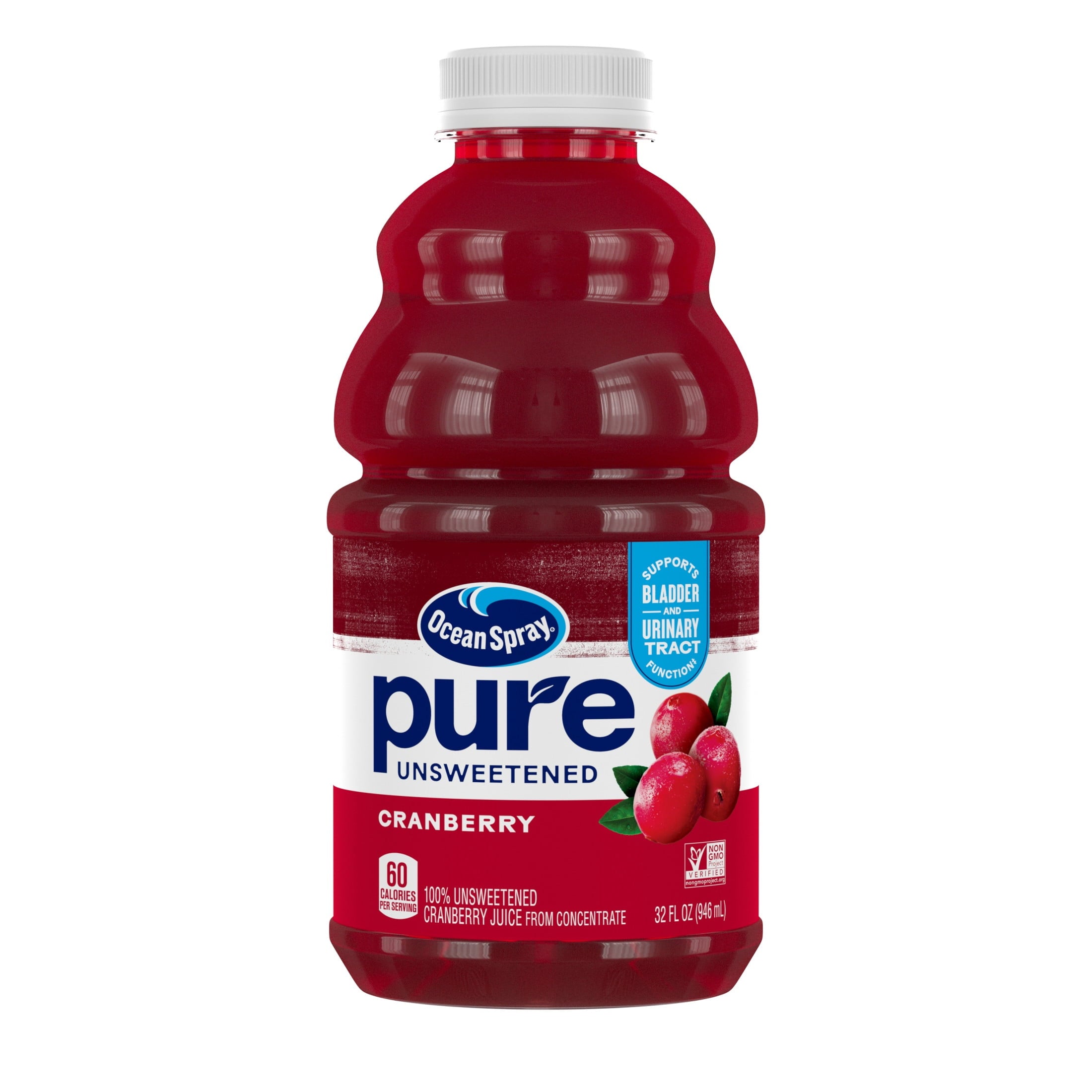 Ocean Spray Pure Unsweetened Cranberry 100% Juice 32 fl oz Bottle
