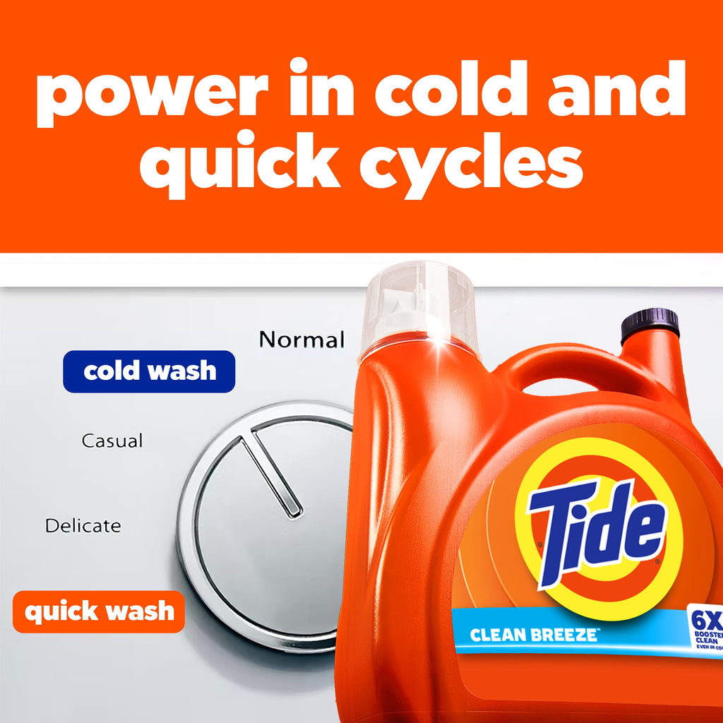 Tide Liquid Laundry Detergent Clean Breeze Scent 125 fl oz 100 Loads